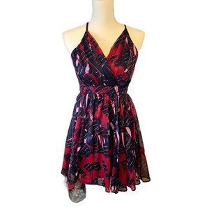 Lulu's‎ Britannia Navy Blue Print Skater Dress XS